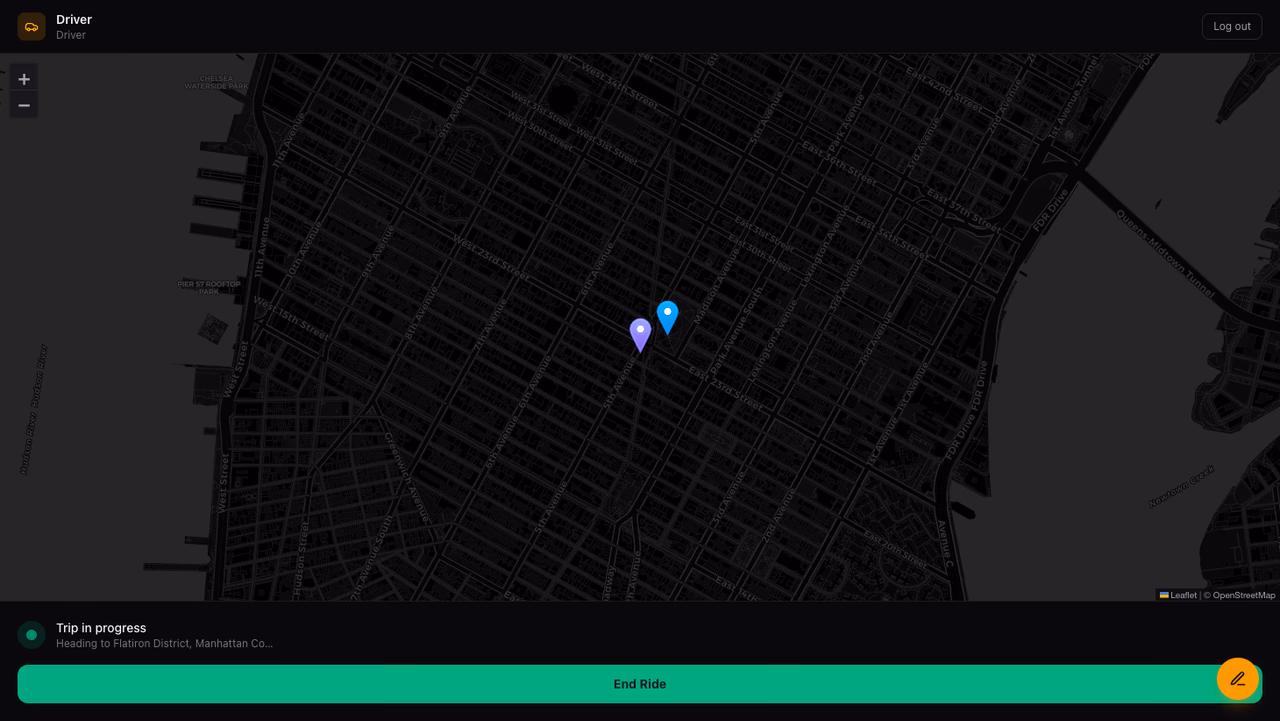 End ride button enabled near drop-off