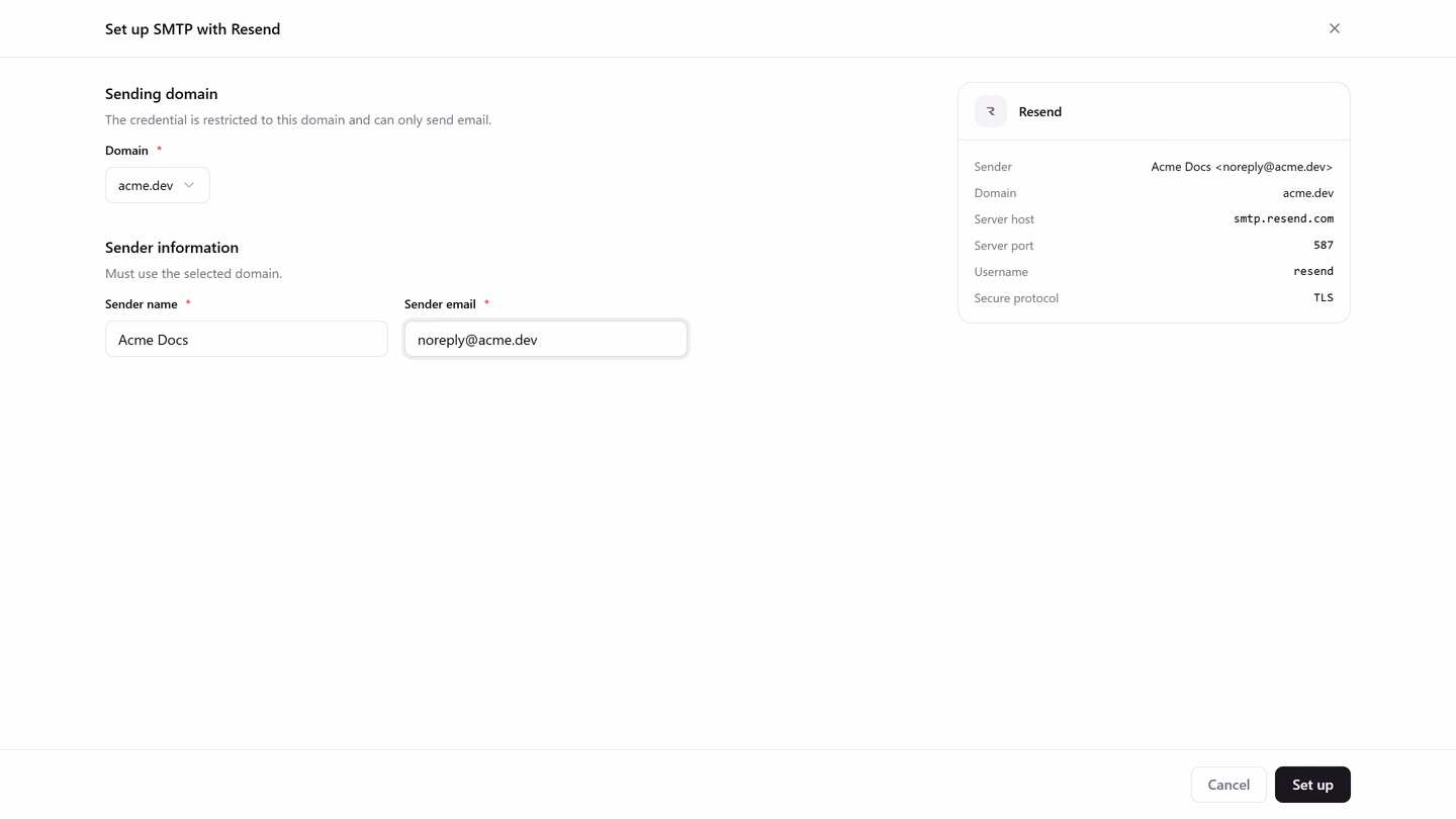 Set up SMTP with Resend
