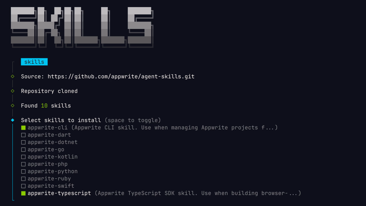 Skill selection prompt